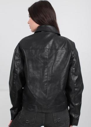 Женская черная куртка курточка весна демисезон эко кожа кожаная экокожа3 фото