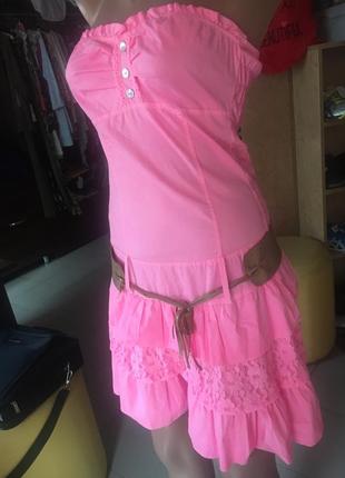 Чудове літнє платтячко, сарафан, без бретельок у ніжно рожевому кольорі3 фото