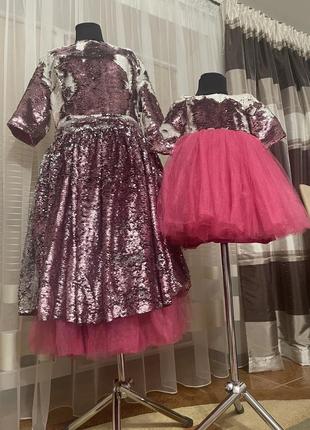 Праздничные платья для мамы дочери family look, одинаковые платья