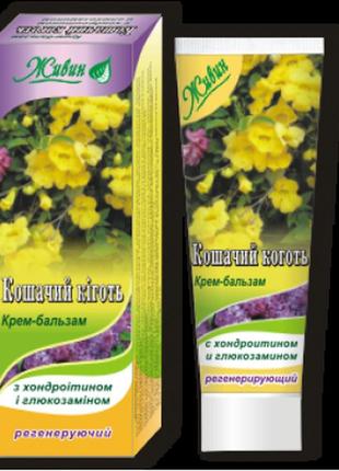 Живин. крем-бальзам котячий кіготь з хондроїтином та глюкозамін 75 мл, футляр1 фото