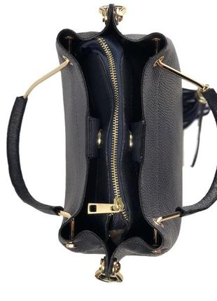 Стильная женская сумочка натуральная кожа италия темно-синяя4 фото