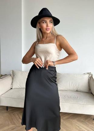 Женская шелковая юбка удлиненная3 фото