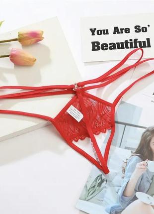 Трусики стрінги з бусинками 🍓 t-59 еротична білизна