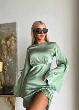 Шовкова сукня міні з колег рукавами