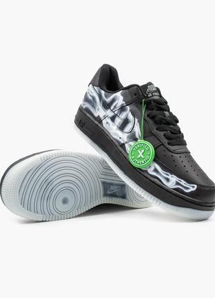 Кроссовки мужские nike air force 1 low skeleton черные, найк аир форс скелетон, низкие форсы