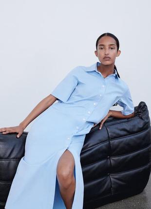 Zara голубое платье, s/m