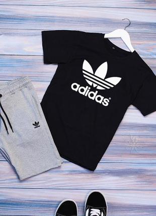 Летний мужской спортивный трикотажный костюм adidas1 фото