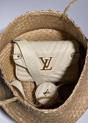 Сумка жіноча в стилі louis vuitton wave cream/gold3 фото