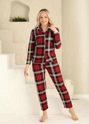 Піжама на гудзиках клітинка піжама в клітинку