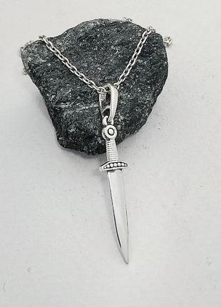 Срібний кулон меч міні, срібний кинжал двобічний ручна робота2 фото