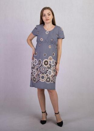 Сукня жіноча бавовна літня синя в смужку 46-56р.2 фото