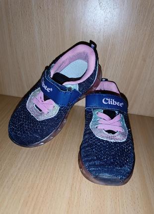 Clibee кроссовки сетка с блестками для девочки 26 16 см