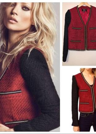 Піджак жакет кардиган короткийmng/ mango red black tweed boucle jacket blazer