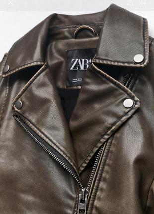 Кожаная куртка оверсайз, лежанка, куртка из экокожи zara3 фото