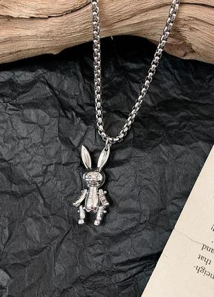 Подвеска заяц с подвижными лапками из мед.стали