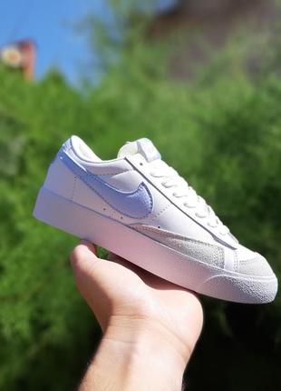 Женские кожаные белые с голубым кроссовки nike blazer 🆕 кеды найк блейзер3 фото