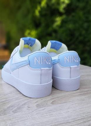 Женские кожаные белые с голубым кроссовки nike blazer 🆕 кеды найк блейзер7 фото