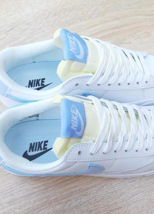 Женские кожаные белые с голубым кроссовки nike blazer 🆕 кеды найк блейзер8 фото