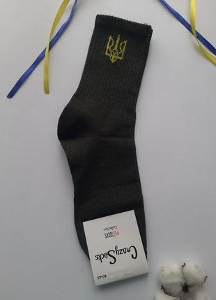 Шкарпетки чоловічі високі олива з гербом  40-45 розмір