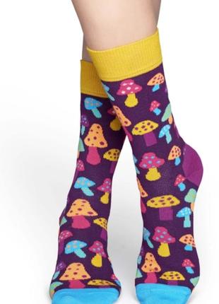 Носки унисекс,с грибочками happy socks shroom lila multi 38-42 цветной принт