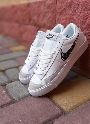 Мужские кожаные белые с черным кроссовки nike blazer 🆕 кеды найк блейзер8 фото