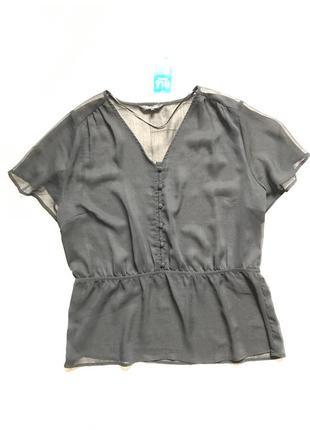 Черная прозрачная блуза топ с баской ms mode2 фото