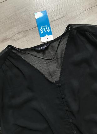 Черная прозрачная блуза топ с баской ms mode3 фото