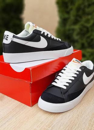 Мужские кожаные  черно-белые кроссовки nike blazer 🆕 кеды найк блейзер6 фото