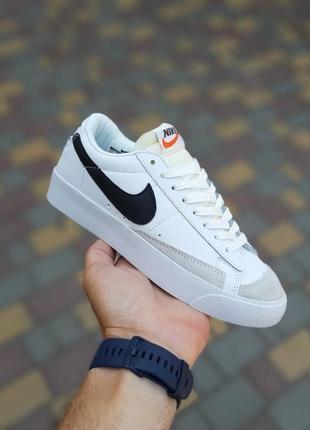 Мужские кожаные белые с черным кроссовки nike blazer 🆕 кеды найк блейзер1 фото