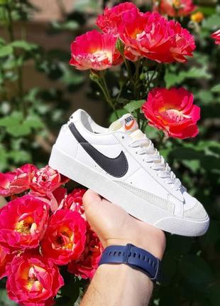 Мужские кожаные белые с черным кроссовки nike blazer 🆕 кеды найк блейзер9 фото