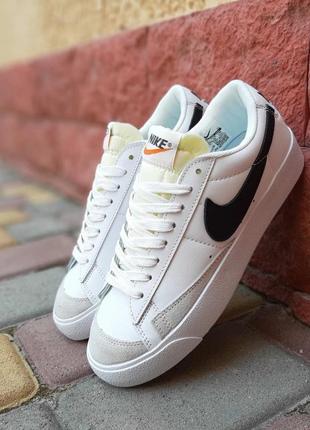 Мужские кожаные белые с черным кроссовки nike blazer 🆕 кеды найк блейзер3 фото