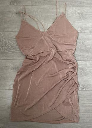Золото розовое легкое платье boohoo3 фото