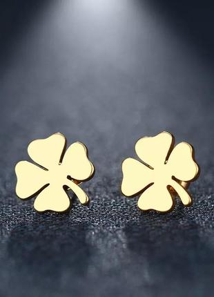 Серьги клевер из стали
