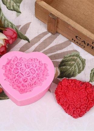 Силиконовая форма молд сердце  букет цветов для мастики марципана мыловарения изготовления свечей3 фото