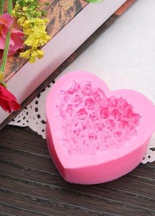 Силиконовая форма молд сердце  букет цветов для мастики марципана мыловарения изготовления свечей4 фото