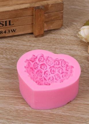 Силиконовая форма молд сердце  букет цветов для мастики марципана мыловарения изготовления свечей5 фото
