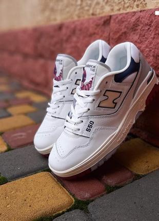 Мужские белые с бордовым кожаные кроссовки new balance 550 🆕 нью баланс 5509 фото