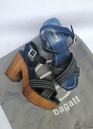 Baggat джинсовые босоножки кожаные дерево3 фото