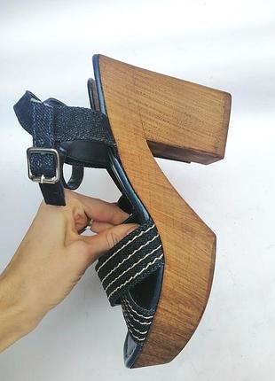 Baggat джинсовые босоножки кожаные дерево7 фото