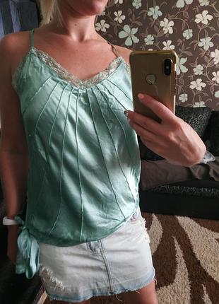 Шелковая майка mango на тонких бретелях