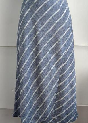 Спідниця зі змішаної лляної тканини marks& spencer   у смужку