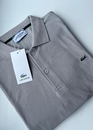 Мужская футболка lacosta серого цвета👕
