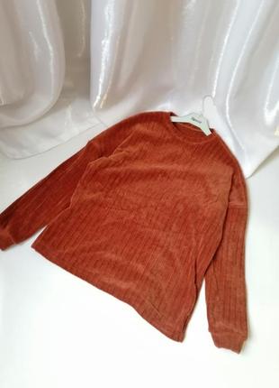 ☘️  вязаный велюровый свитер свитшот в рубчик в'язаний велюровий светр світшот у рубчик2 фото