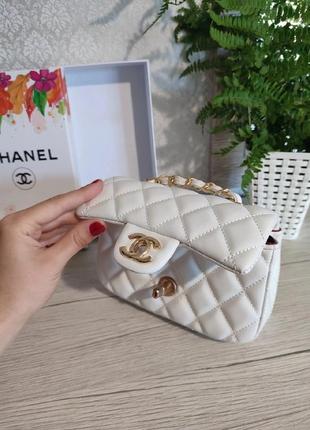 Женская сумка белая туреченица, женская сумка мини в стиле?? шанель ✨под стиль chanel мини7 фото