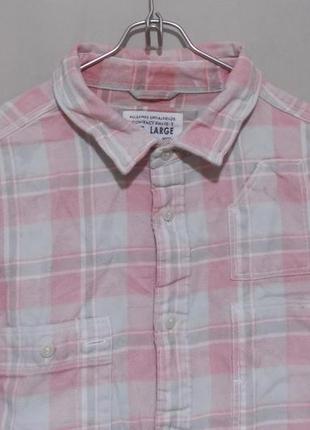 Рубашка слим клетчатая розовая плотная 'allsaints' 'avalon 1/2 slv shirt' 46-50р2 фото