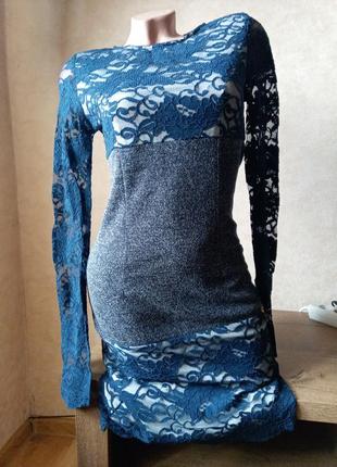 Платье комбинированное xs, s