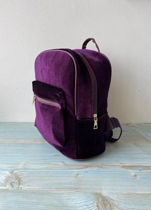 Фиолетовый велюровый рюкзак2 фото
