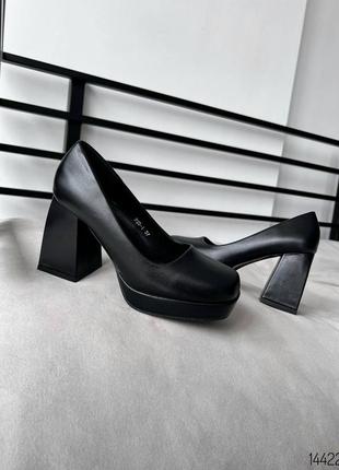 Туфли, чёрные туфли на каблуке 14422
