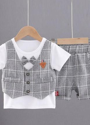 Костюм 110 см нарядный праздничный нарядный футболка с бабочкой и шорты