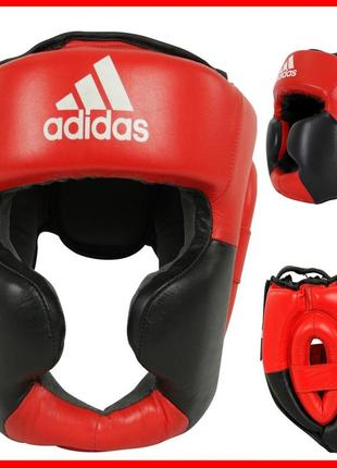 Шолом боксерський adidas для боксу та єдиноборств із захистом підборіддя професійний натуральна шкіра
